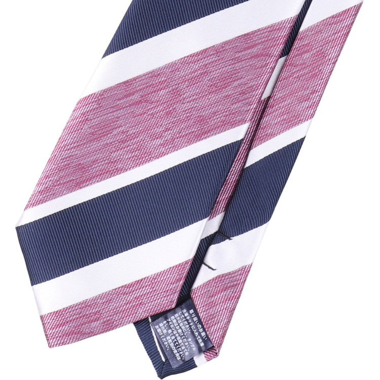 ブラックライン 【BLACK LINE】ポリエステルストライプネクタイ 7.5cm幅/ワイン×ネイビー×ホワイト/ウォッシャブル その他