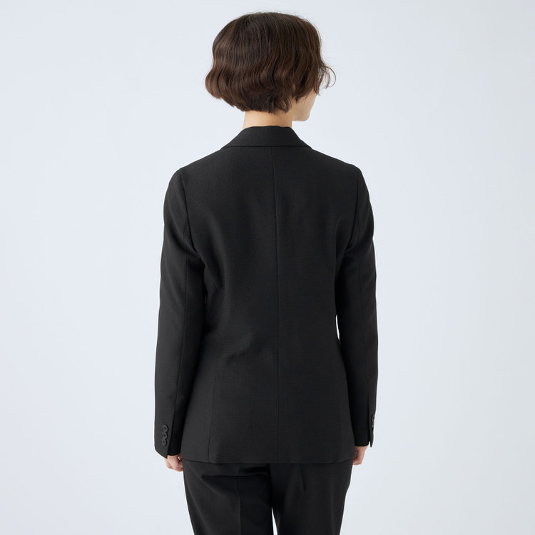 シルバーライン 【SL】【秋冬】1釦シングルパンツスーツ/ブラック×ドビー/パンツウエストシャーリング/ウォッシャブル/※パンツ裾上げ済仕様 黒