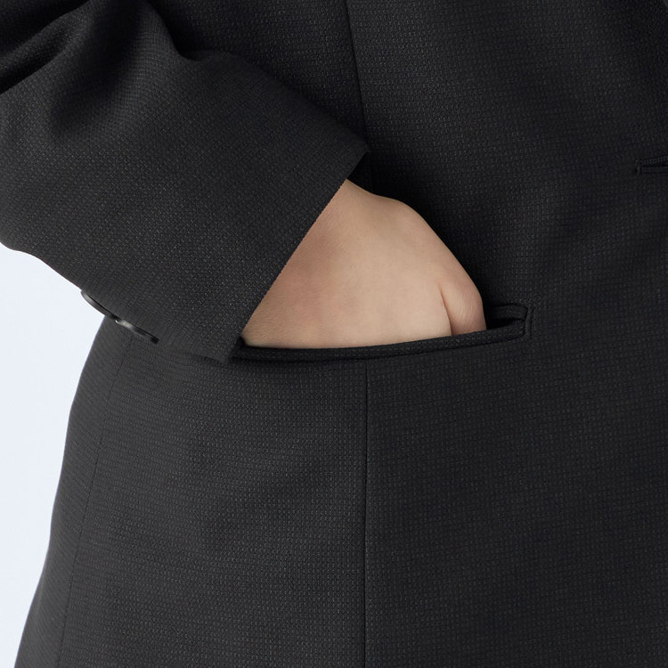 シルバーライン 【SL】【秋冬】1釦シングルパンツスーツ/ブラック×ドビー/パンツウエストシャーリング/ウォッシャブル/※パンツ裾上げ済仕様 黒