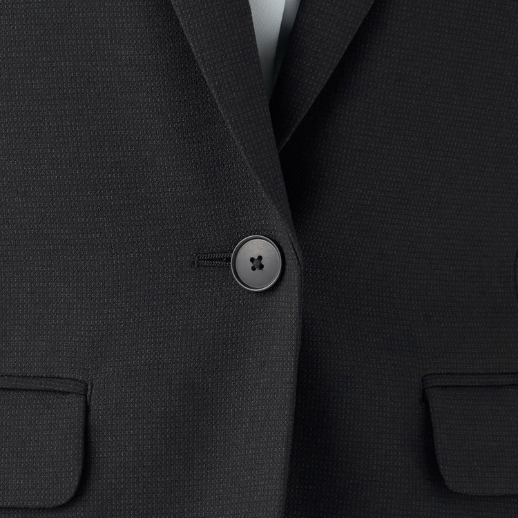 シルバーライン 【SL】【秋冬】1釦シングルパンツスーツ/ブラック×ドビー/パンツウエストシャーリング/ウォッシャブル/※パンツ裾上げ済仕様 黒