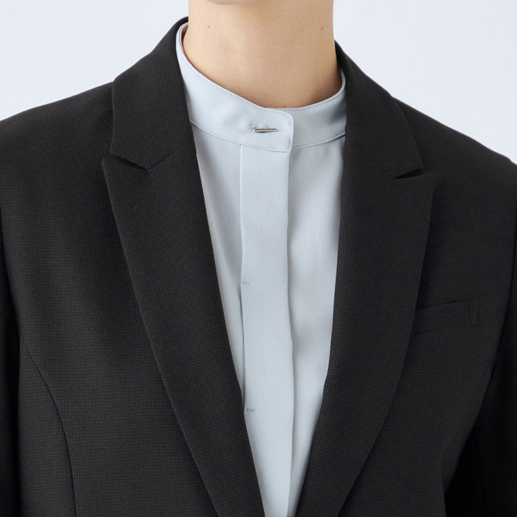 シルバーライン 【SL】【秋冬】1釦シングルパンツスーツ/ブラック×ドビー/パンツウエストシャーリング/ウォッシャブル/※パンツ裾上げ済仕様 黒