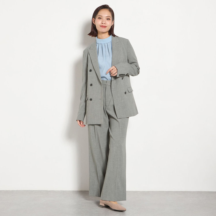 シルバーライン 【RELAX WIDE】【年間】 ダブルジャケットワイドパンツスーツ/ライトグレー/4S SUSTAINABILITY&ECOLOGY FABRIC/※パンツ裾上げ済仕様 グレー淡色