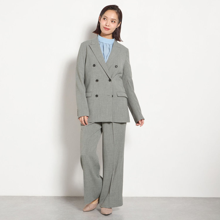 シルバーライン 【RELAX WIDE】【年間】 ダブルジャケットワイドパンツスーツ/ライトグレー/4S SUSTAINABILITY&ECOLOGY FABRIC/※パンツ裾上げ済仕様 グレー淡色