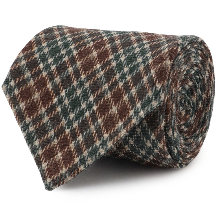 シルバーライン 【発送在庫あり】【SL】ウールチェックネクタイ 8.0cm幅/グリーン×ブラウン/Finest fabrics by COMO ITALY その他