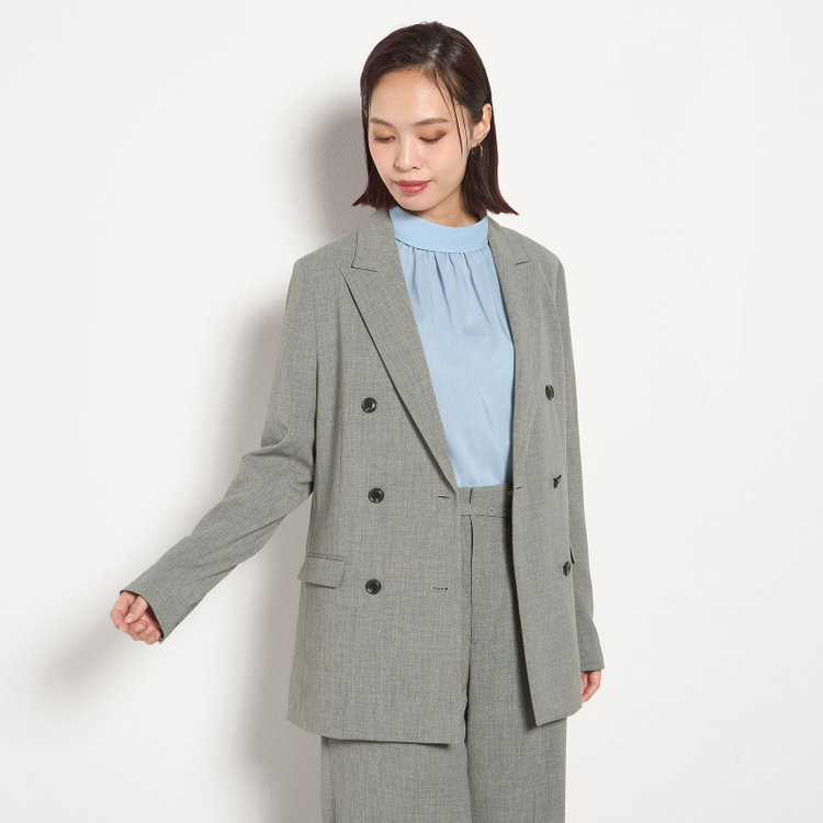 シルバーライン 【RELAX WIDE】【年間】 ダブルジャケットワイドパンツスーツ/ライトグレー/4S SUSTAINABILITY&ECOLOGY FABRIC/※パンツ裾上げ済仕様 グレー淡色