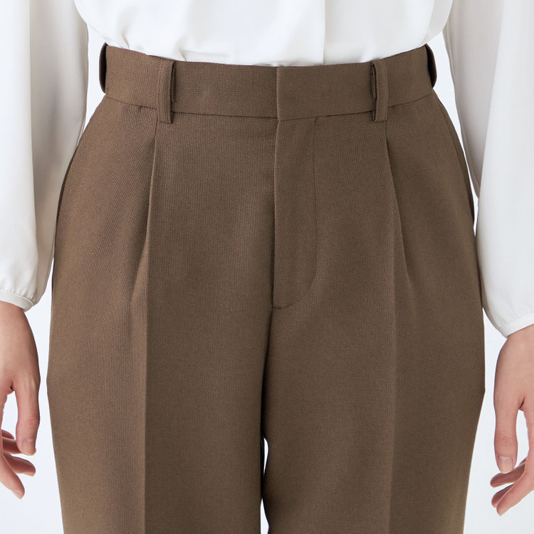 シルバーライン 【SL】テーパードパンツ/ブラウン/ウエストムーブメント/ウォッシャブル/※パンツ裾上げ済仕様 茶中間