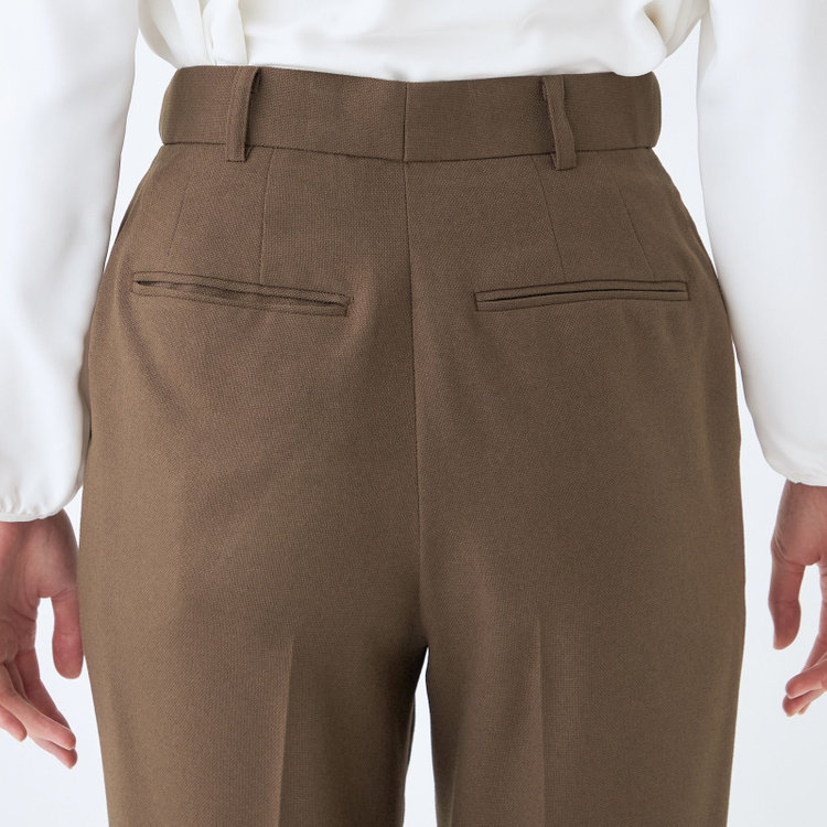 シルバーライン 【SL】テーパードパンツ/ブラウン/ウエストムーブメント/ウォッシャブル/※パンツ裾上げ済仕様 茶中間