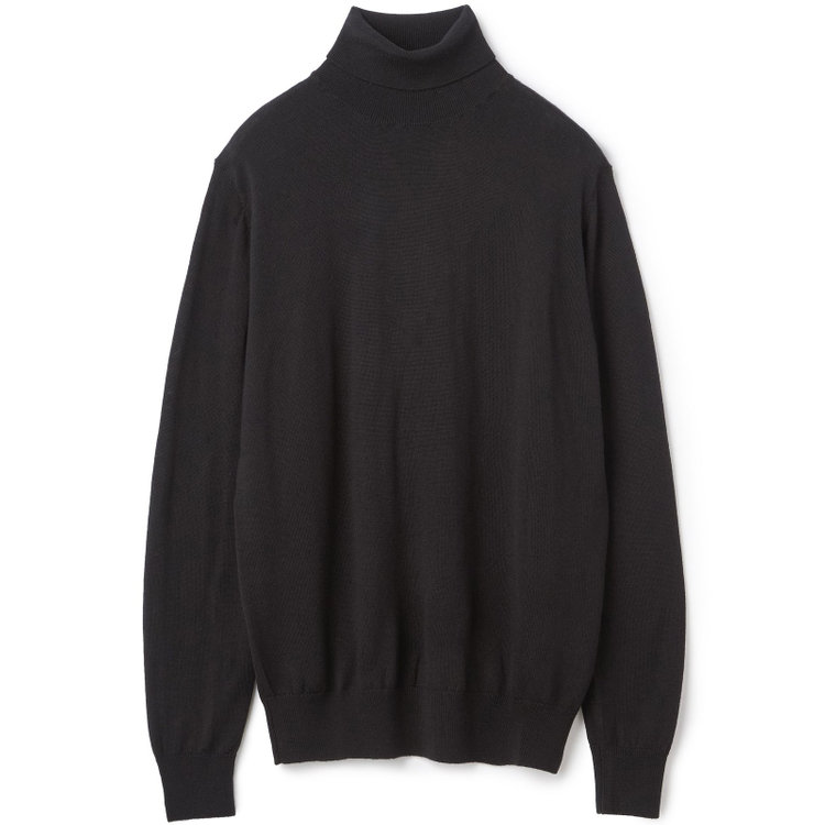 スーツセレクト 【RBC】【秋冬】ウール100％タートルネックニットセーター/ブラック/ZEGNA BARUFFA/マシンウォッシャブル 黒