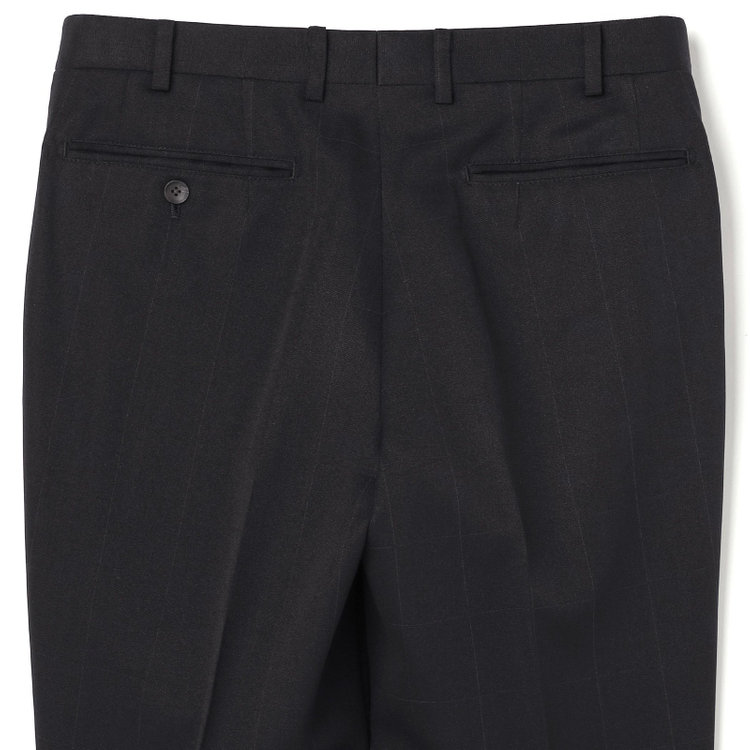 シルバーライン 【CLASSICO TAPERED】【春夏】2釦シングルスリーピーススーツ 1タックテーパードパンツ/ブラック×ウィンドペン/ウエストムーブ/4S SUSTAINABILITY&ECOLOGY FABRIC/※パンツ裾上げ済仕様 黒