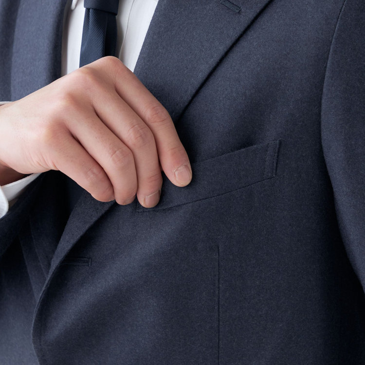 シルバーライン 【CLASSICO TAPERED】【秋冬】3釦段返りシングルスーツ 2タック/ネイビー/ウエストムーブ/MARZOTTO/※裾上げ必要 紺中間