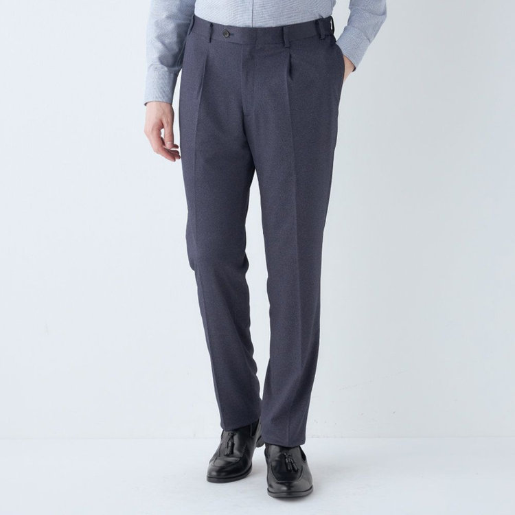 シルバーライン 【CLASSICO TAPERED】【春夏】1タックテーパードパンツ/ブラウン/ウエストシャーリング/4S SUSTAINABILITY&ECOLOGY FABRIC/※裾上げ必要 紺濃色