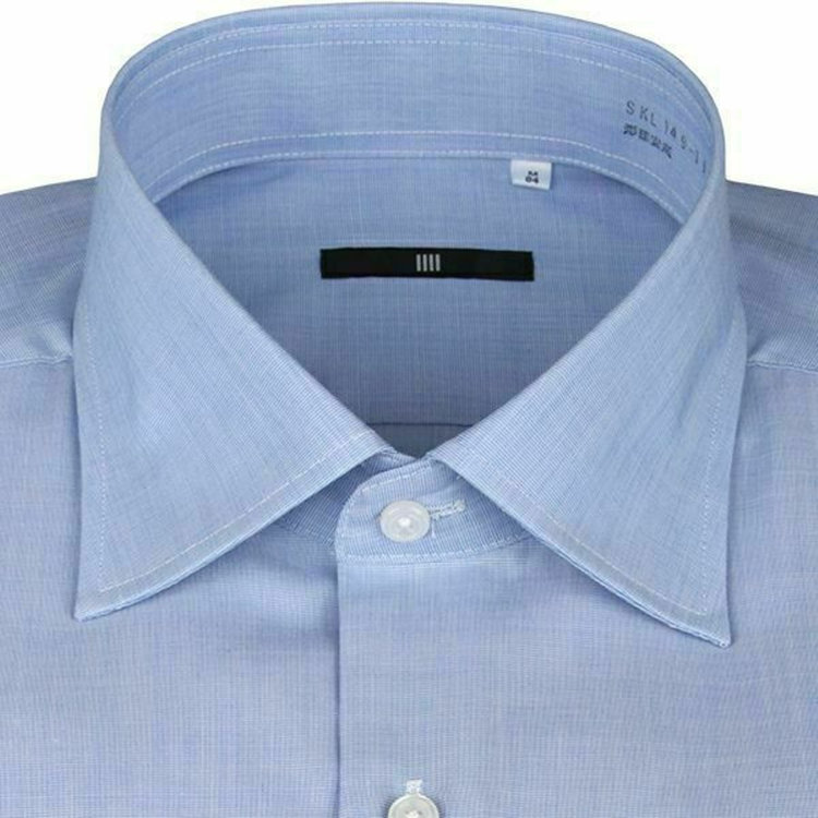 ブラックライン 【BLACK LINE】【形態安定】ワイドカラードレスワイシャツ/ブルー×ソリッド 青中間