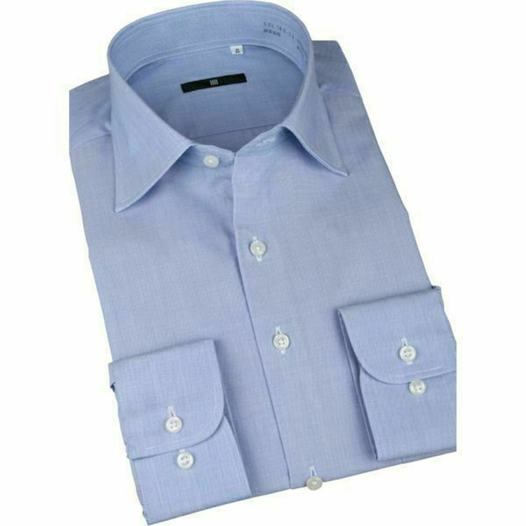 ブラックライン 【BLACK LINE】【形態安定】ワイドカラードレスワイシャツ/ブルー×ソリッド 青中間