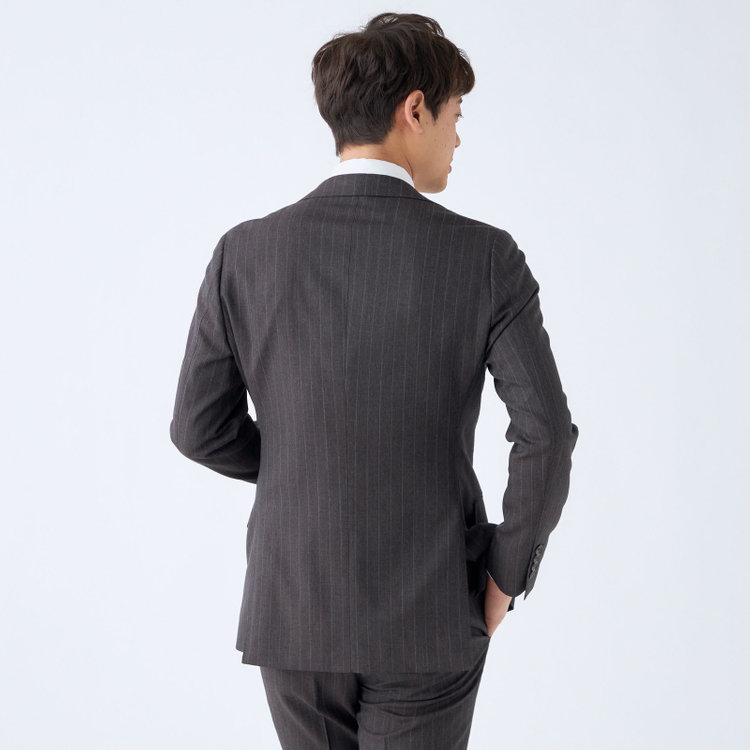 シルバーライン 【CLASSICO TAPERED】【秋冬】2釦シングルスーツ 1タック/ブラウン×ストライプ/REDA ACTIVE/NEW ZEALAND MERINO/SHOWER CLEAN/※裾上げ必要 茶濃色