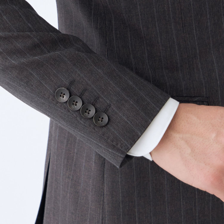 シルバーライン 【CLASSICO TAPERED】【秋冬】2釦シングルスーツ 1タック/ブラウン×ストライプ/REDA ACTIVE/NEW ZEALAND MERINO/SHOWER CLEAN/※裾上げ必要 茶濃色