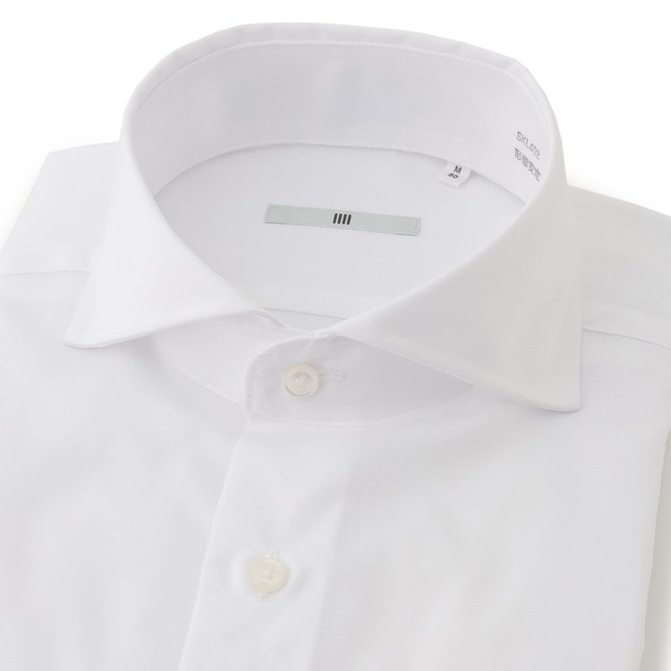 シルバーライン 【SILVER LINE】【形態安定】ホリゾンタルワイドカラーワイシャツ/ホワイト 白