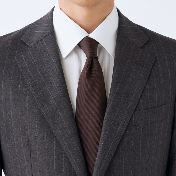シルバーライン 【CLASSICO TAPERED】【秋冬】2釦シングルスーツ 1タック/ブラウン×ストライプ/REDA ACTIVE/NEW ZEALAND MERINO/SHOWER CLEAN/※裾上げ必要 茶濃色