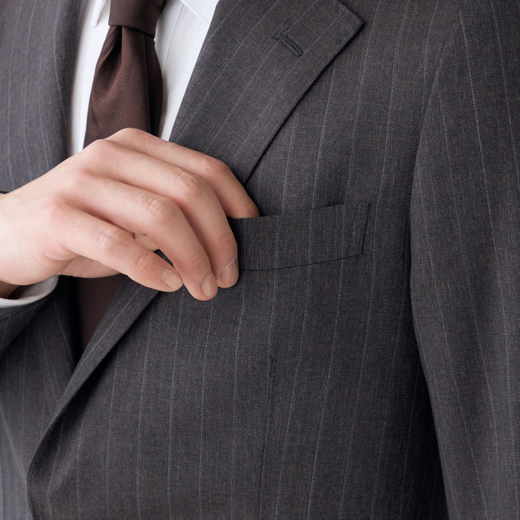 シルバーライン 【CLASSICO TAPERED】【秋冬】2釦シングルスーツ 1タック/ブラウン×ストライプ/REDA ACTIVE/NEW ZEALAND MERINO/SHOWER CLEAN/※裾上げ必要 茶濃色