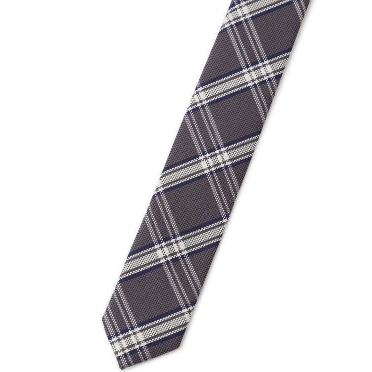 ブラックライン 【BLACK LINE】シルクブレンドチェックネクタイ 7.5cm幅/グレー その他