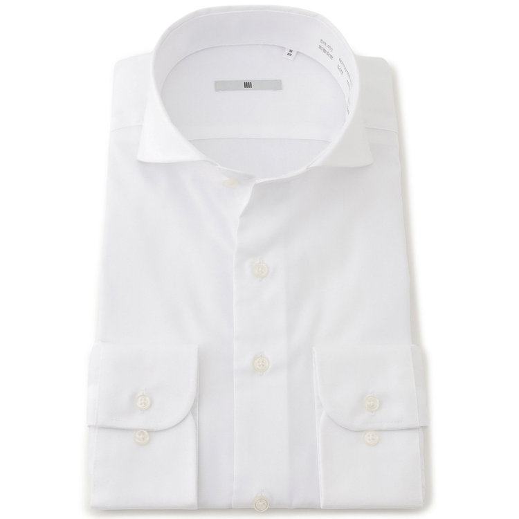 シルバーライン 【SILVER LINE】【形態安定】ホリゾンタルワイドカラーワイシャツ/ホワイト 白