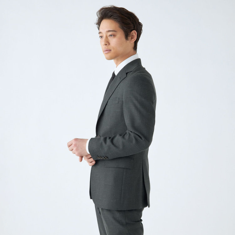 シルバーライン 【CLASSICO TAPERED】【春夏】3釦段返りシングルスーツ 2タック/カーキ/ウエストムーブ仕様/NEW ZEALAND WOOL MIX/※パンツ裾直し必要 緑濃色