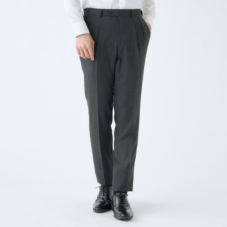 シルバーライン 【CLASSICO TAPERED】【春夏】3釦段返りシングルスーツ 2タック/カーキ/ウエストムーブ仕様/NEW ZEALAND WOOL MIX/※パンツ裾直し必要 緑濃色