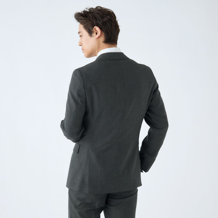 シルバーライン 【CLASSICO TAPERED】【春夏】3釦段返りシングルスーツ 2タック/カーキ/ウエストムーブ仕様/NEW ZEALAND WOOL MIX/※パンツ裾直し必要 緑濃色