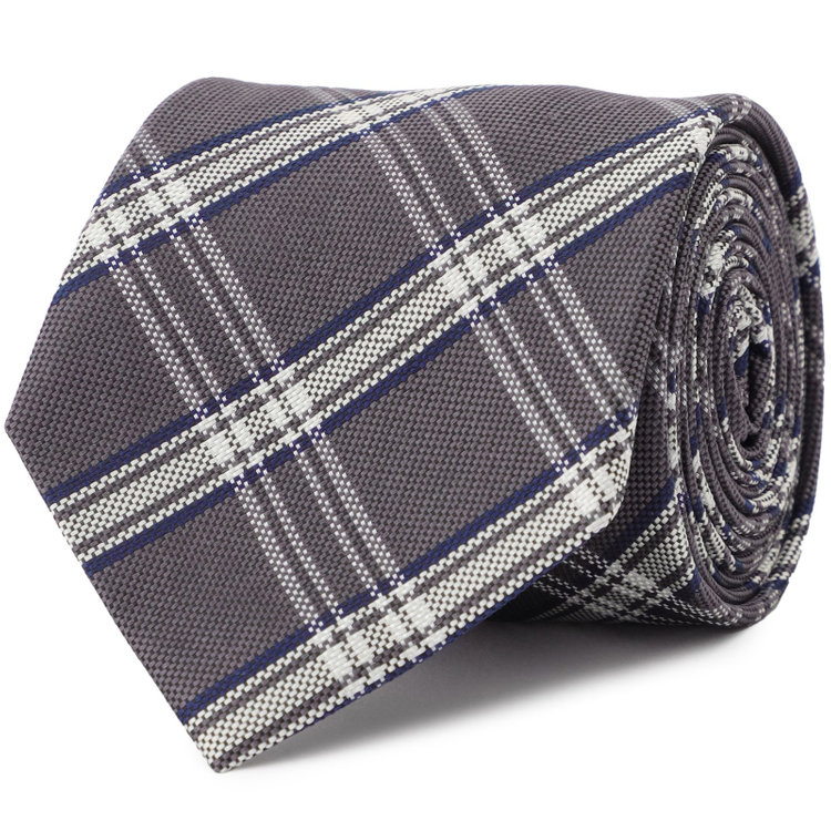 ブラックライン 【BLACK LINE】シルクブレンドチェックネクタイ 7.5cm幅/グレー その他