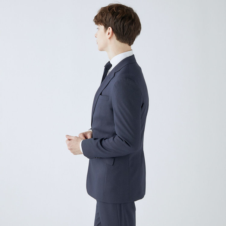 ブラックライン 【SLIM TAPERED_2】【年間】2釦シングルスーツ 0タック/ネイビー/ウエストシャーリング/4S/※パンツ裾上げ済仕様 紺濃色