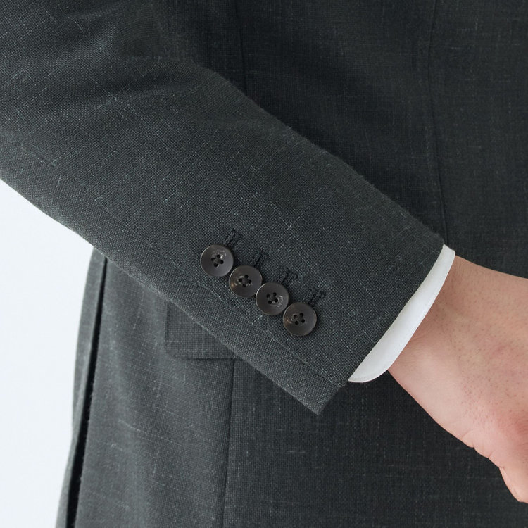 シルバーライン 【CLASSICO TAPERED】【春夏】3釦段返りシングルスーツ 2タック/カーキ/ウエストムーブ仕様/NEW ZEALAND WOOL MIX/※パンツ裾直し必要 緑濃色