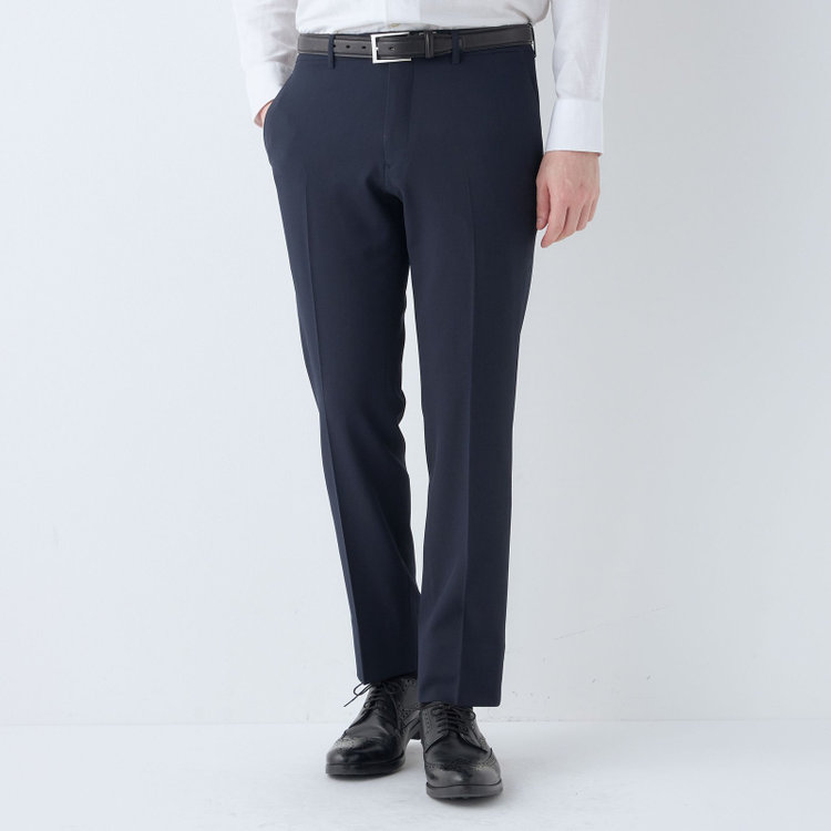 ブラックライン 【SLIM TAPERED】【春夏】0タックテーパードパンツ/ネイビー/ウォッシャブル/4S SUSTAINABILITY&ECOLOGY FABRIC/※裾上げ済み仕様 紺中間