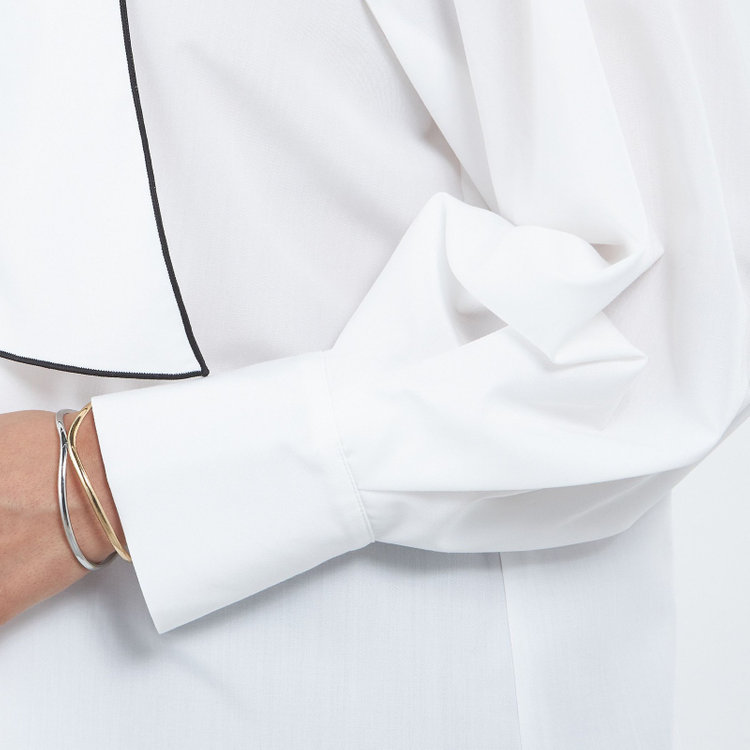 シルバーライン 【SILVER LINE/長袖】ボウタイブラウス/ホワイト+ブラック その他