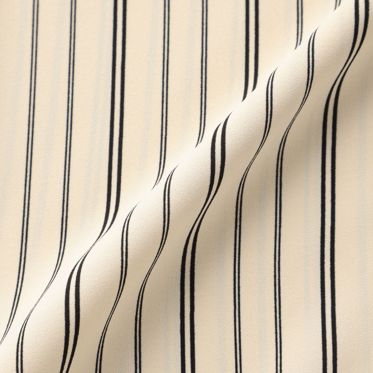 シルバーライン 【SILVER LINE/半袖】2WAYチャーム＆ボウタイプルオーバー/ベージュ×ブラックストライプ/「ウォッシャブル」「2WAYストレッチ」「UV加工」「接触冷感」 茶淡色