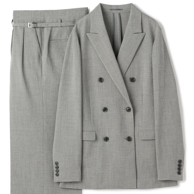 シルバーライン 【RELAX WIDE】【年間】 ダブルジャケットワイドパンツスーツ/ライトグレー/4S SUSTAINABILITY&ECOLOGY FABRIC/※パンツ裾上げ済仕様 グレー淡色