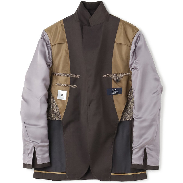 シルバーライン 【発送在庫あり】【CLASSICO TAPERED】【春夏】3釦段返りシングルスーツ 2タック/ブラウン×シャドーストライプ/パッチポケット/ウエストムーブ仕様/MARZOTTO/※パンツ裾直し必要 茶濃色