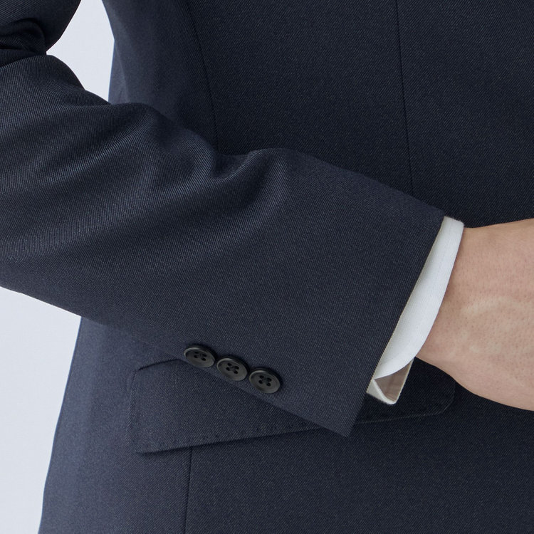 ブラックライン 【SLIM TAPERED_2】【年間】2釦シングルスーツ 0タック/ネイビー/ウエストシャーリング/4S/※パンツ裾上げ済仕様 紺濃色