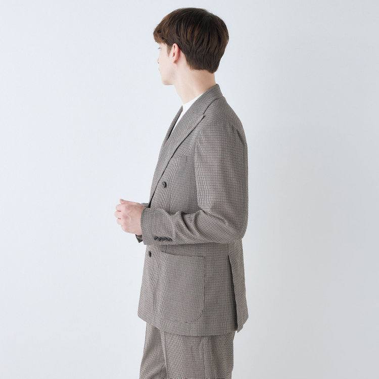 シルバーライン 【RBC】【春夏】6釦2掛けダブルジャケット/ブラウン×チェック/パッチポケット/4S SUSTAINABILITY&ECOLOGY FABRIC その他