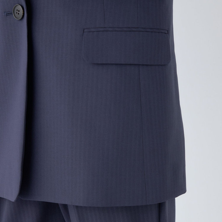 シルバーライン 【SL】【年間】1釦シングルパンツスーツ/ネイビー×シャドーストライプ/ウォッシャブル/4S/TRABEST/※パンツ裾上げ済仕様 紺中間