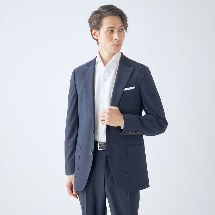 シルバーライン 【CLASSICO TAPERED】【春夏】2釦シングルジャケット/ネイビー/パッチポケット/4S SUSTAINABILITY&ECOLOGY FABRIC 紺濃色