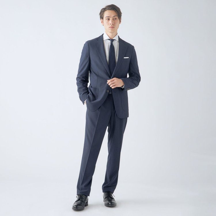 シルバーライン 【CLASSICO TAPERED】【春夏】2釦シングルジャケット/ネイビー/パッチポケット/4S SUSTAINABILITY&ECOLOGY FABRIC 紺濃色