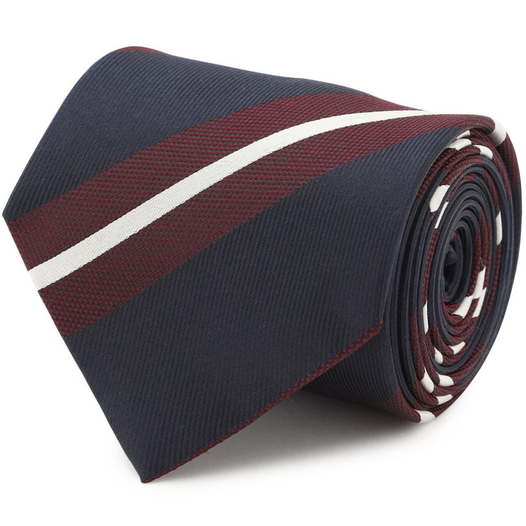 シルバーライン 【SILVER LINE】シルクブレンドストライプネクタイ 8.0cm幅/ネイビー×ワイン×ホワイト その他