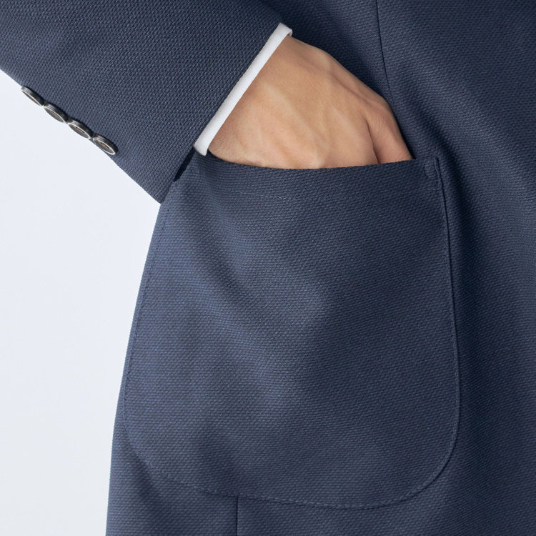 シルバーライン 【CLASSICO TAPERED】【春夏】2釦シングルジャケット/ネイビー/パッチポケット/4S SUSTAINABILITY&ECOLOGY FABRIC 紺濃色