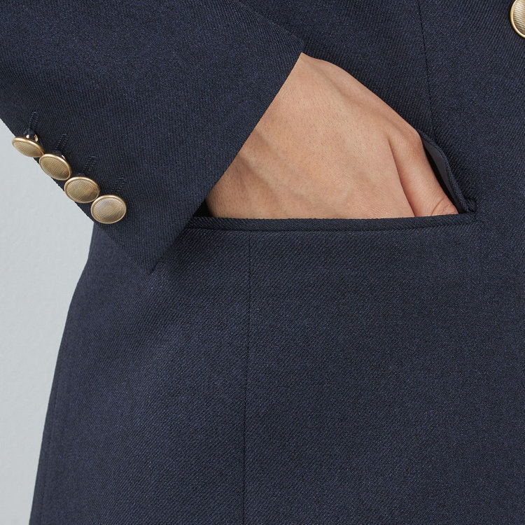 シルバーライン 【SILVER LINE】【秋冬】6釦2掛けダブルブレザー/4S SUSTAINABILITY&ECOLOGY FABRIC/ネイビー×メタル釦 紺中間