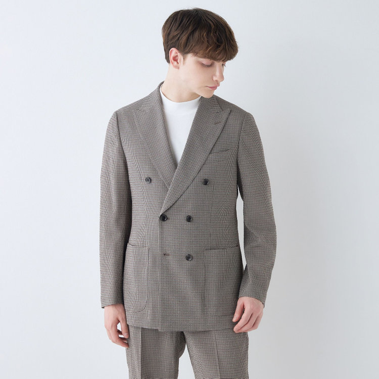 シルバーライン 【RBC】【春夏】6釦2掛けダブルジャケット/ブラウン×チェック/パッチポケット/4S SUSTAINABILITY&ECOLOGY FABRIC その他