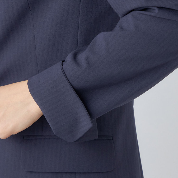 シルバーライン 【SL】【年間】1釦シングルパンツスーツ/ネイビー×シャドーストライプ/ウォッシャブル/4S/TRABEST/※パンツ裾上げ済仕様 紺中間