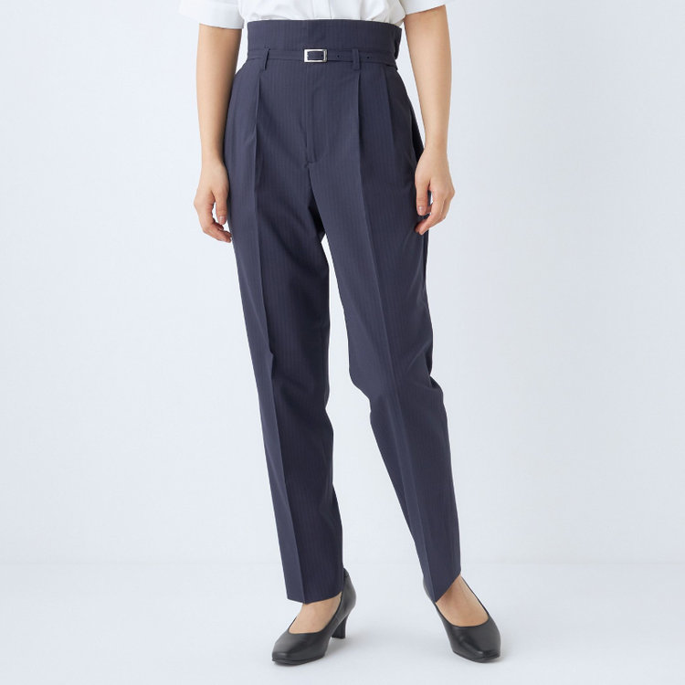 シルバーライン 【SL】【年間】1釦シングルパンツスーツ/ネイビー×シャドーストライプ/ウォッシャブル/4S/TRABEST/※パンツ裾上げ済仕様 紺中間