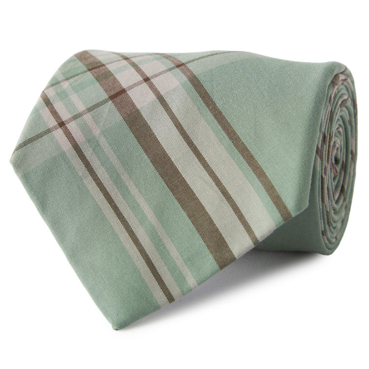 シルバーライン 【SILVER LINE】コットンチェックネクタイ 8.0cm幅/グリーン その他