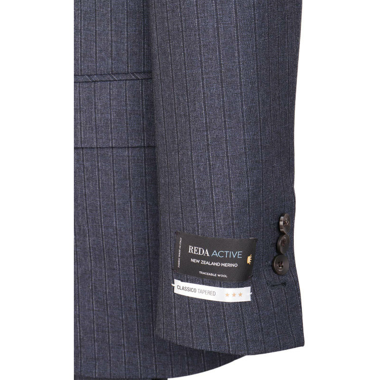 スーツセレクト 【CLASSICO TAPERED】【秋冬】2釦シングルスーツ 1タック/ネイビー×ストライプ/REDA ACTIVE/NEW ZEALAND WOOL MERINO/SHOWER CLEAN ネイビー系(紺)