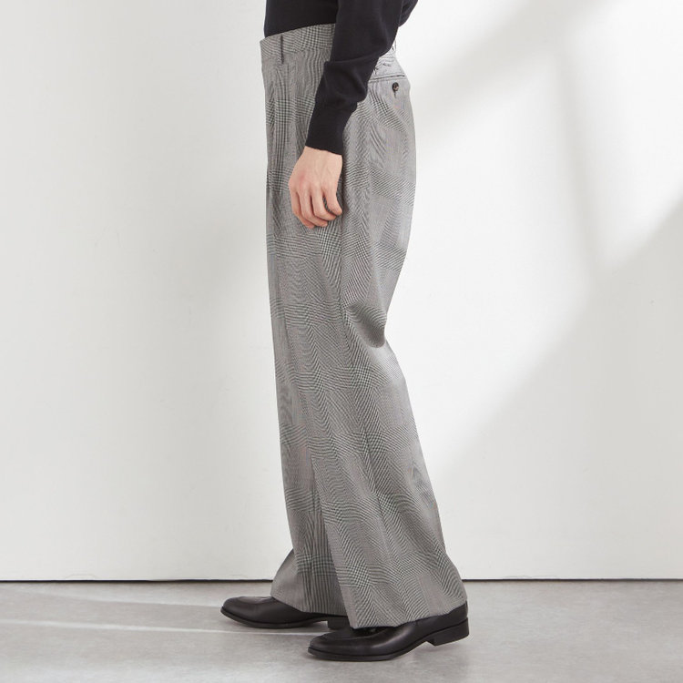 シルバーライン 【Take.it.easy】【秋冬】2タックワイドパンツ/グレンチェック/CANONICO 1663 fabric made in italy/※裾上げ必要 その他