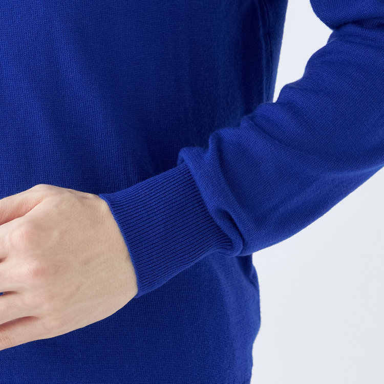 スーツセレクト 【発送在庫あり】【RBC】【秋冬】ウールタートルネックニットセーター/ブルー/ZEGNA BARUFFA/マシンウォッシャブル 青中間